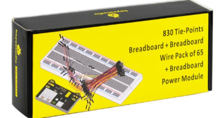 [KS0332] Keyestudio 830 Tie- Points Breadboard + Breadboard Wire Pack of 65 + Breadboard Power Module