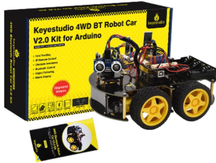 [KS0470] Keyestudio 4WD Multi BT Robot Car Kit Upgraded V2.0 W/LED Display for Arduino