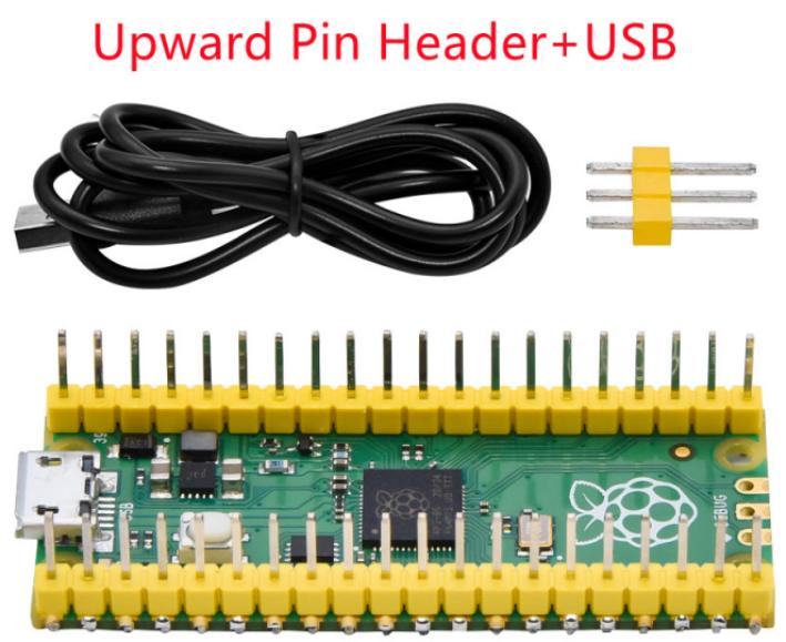 [SMP0095] Raspberry Pi Pico with upward soldered pin header + USB Cable