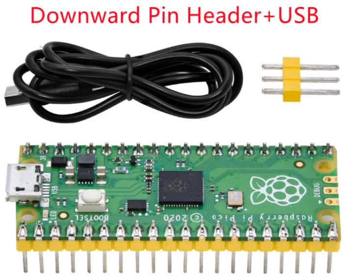 [SMP0097] Raspberry Pi Pico with downward soldered pin header + USB Cable