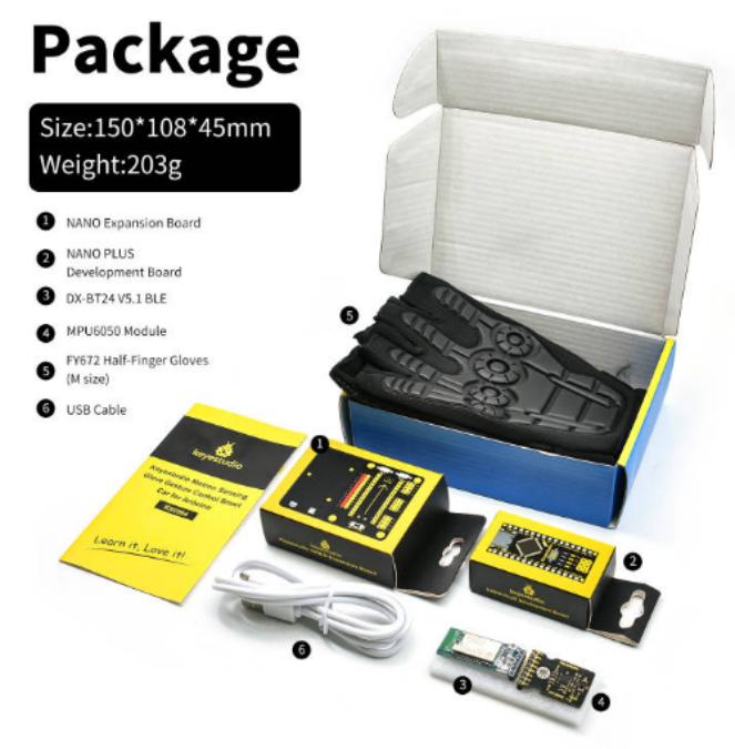 [KS0564] Keyestudio Motion Sensing Glove Gesture Control Smart Car for Arduino