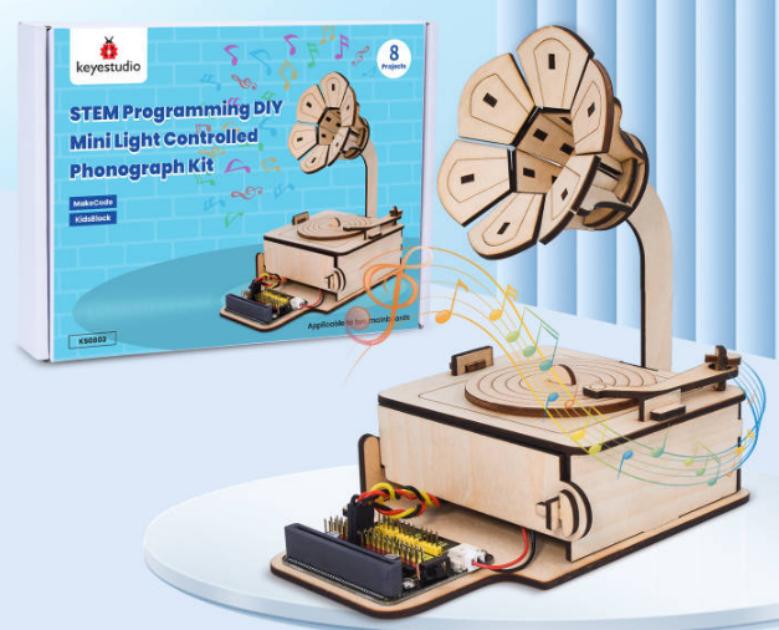 [S5018] +KS080 STEM Programming DIY Mini Light controlled Phonograph Kit (with esp32 board)